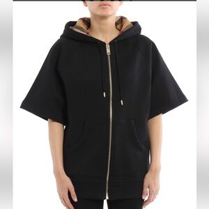 NWOT Burberry Short Sleeve Zip Up Hoodie Nova Check Size Large